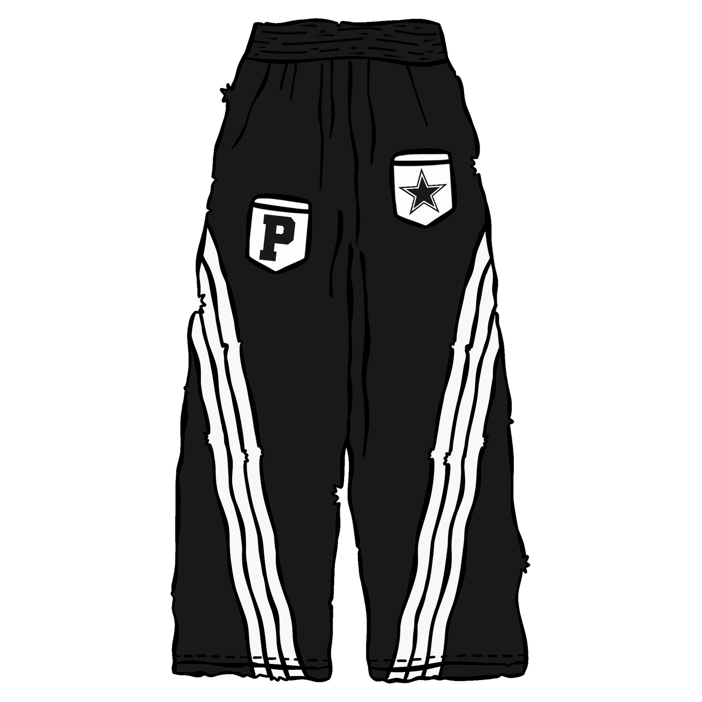 Black Punk-Stripped Sweats